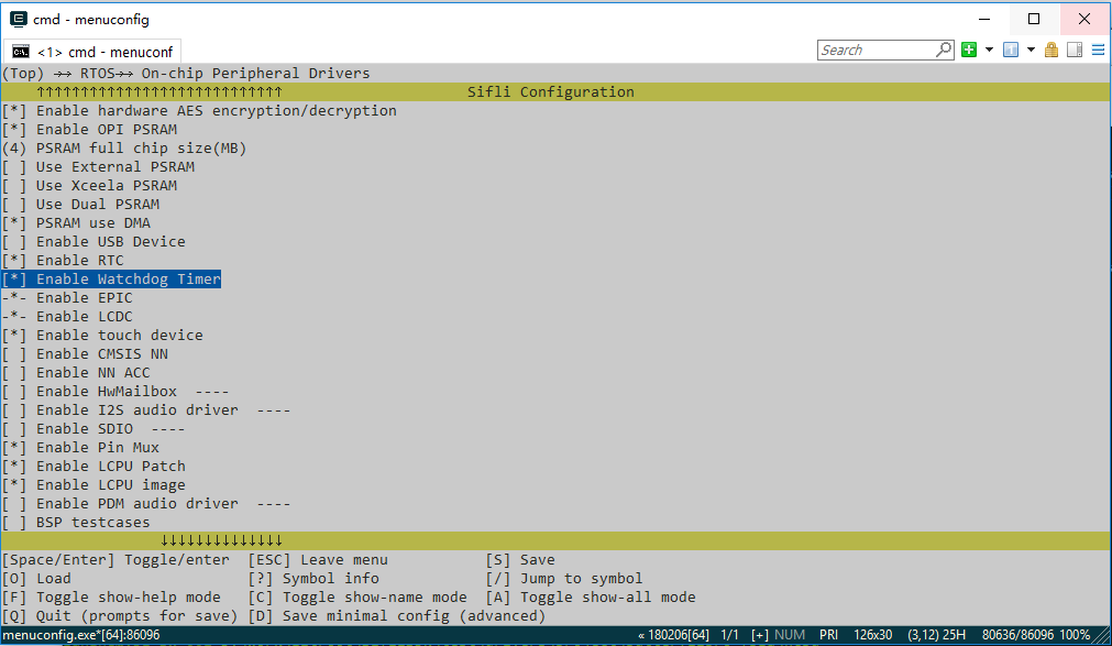 Watchdog timer option in menuconfig