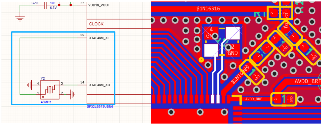 Figure 6.9-32: 48 MHz Crystal Routing Reference