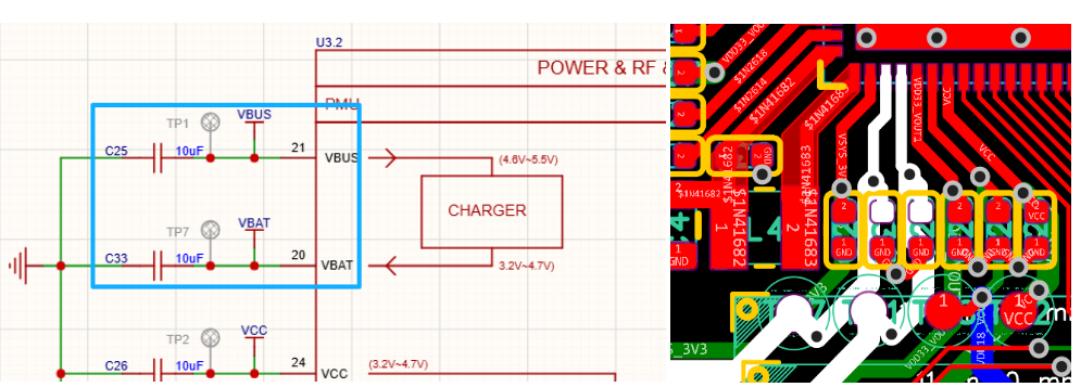 Figure 6.9-26: QFN VBUS and VBAT Routing