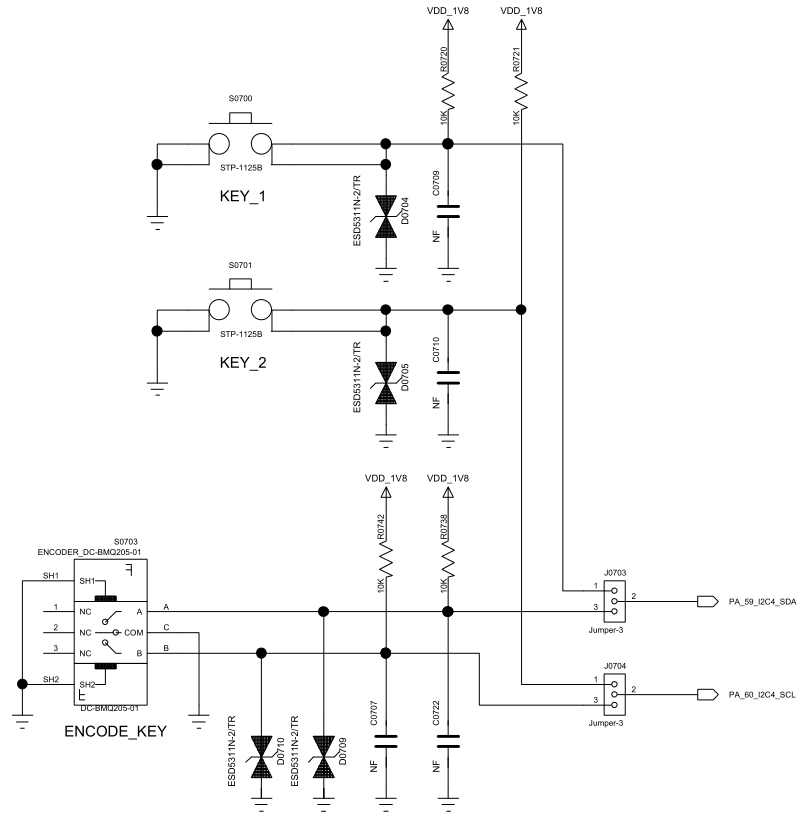 Figure 5.5-9: Function Button / Rotary Encoder Circuit