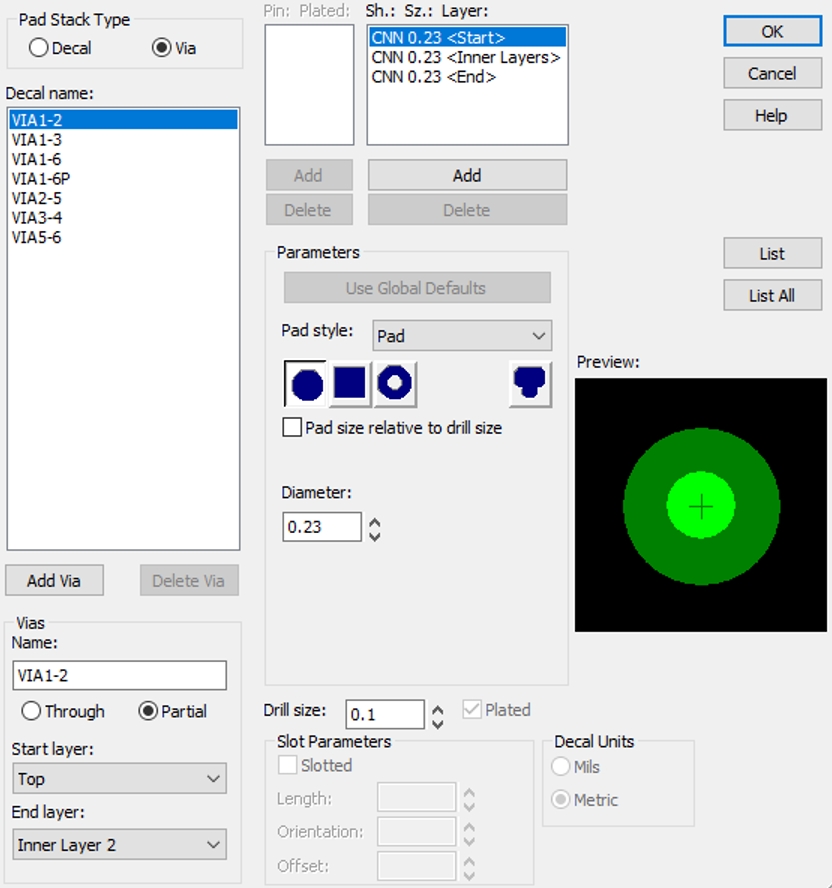 Figure 6.3-2: 1-2 Layer Blind Via Design