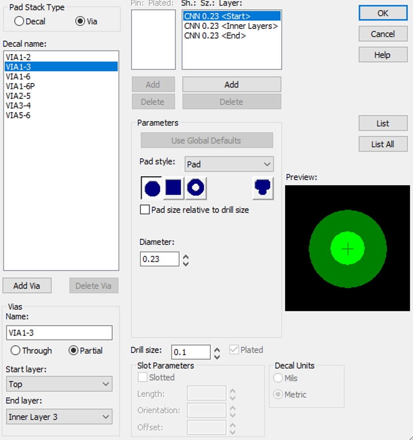 Figure 6.3-3: 1-3 Layer Blind Via Design